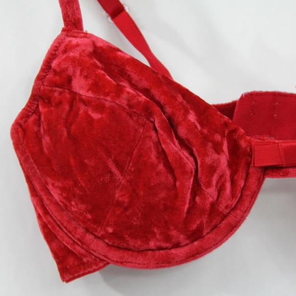 Vintage Victoria's Secret Bra 34A red Velvet 90s fashion VS - Picture 2 of 8